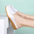 Women's white simple plain slip on shoe mule 03
