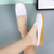 Women's white simple plain slip on shoe mule 05