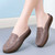 Women's brown casual hollow floral penny slip on shoe mule 03