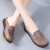 Women's brown casual hollow floral penny slip on shoe mule 04