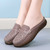 Women's brown casual hollow floral penny slip on shoe mule 05