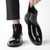 Men's black plain patent leather slip on shoe boot 06