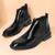 Men's black plain patent leather slip on shoe boot 11