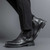 Men's black buckle strap side zip slip on shoe boot 09