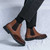 Men's brown retro wingtip brogue knit pattern slip on shoe boot 08