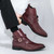 Men's red buckle strap plain slip on shoe boot 02