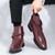 Men's red buckle strap plain slip on shoe boot 08