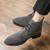 Men's grey sewing thread accents derby shoe boot 05
