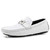 Men's white croc skin pattern metal buckle penny slip on shoe loafer 01