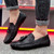 Men's black snake skin pattern top tassel slip on shoe loafer 03