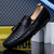 Men's black snake skin pattern top tassel slip on shoe loafer 06