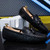 Men's black snake skin pattern top tassel slip on shoe loafer 07