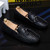 Men's black snake skin pattern top tassel slip on shoe loafer 08