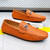 Men's brown weave pattern metal buckle slip on shoe loafer 06