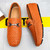 Men's brown weave pattern metal buckle slip on shoe loafer 08