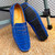 Men's navy croc skin pattern penny slip on shoe loafer 08