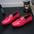 Men's rose red croc skin pattern tassel slip on shoe loafer 06