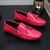 Men's rose red croc skin pattern tassel slip on shoe loafer 07