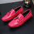 Men's rose red croc skin pattern tassel slip on shoe loafer 09