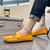 Men's yellow croc skin pattern tassel slip on shoe loafer 04