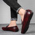 Men's red retro croc skin pattern metal buckle slip on shoe loafer 03