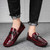 Men's red retro croc skin pattern metal buckle slip on shoe loafer 02