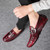 Men's red retro croc skin pattern metal buckle slip on shoe loafer 05