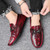 Men's red retro croc skin pattern metal buckle slip on shoe loafer 06