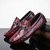 Men's red retro croc skin pattern metal buckle slip on shoe loafer 08
