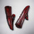 Men's red retro croc skin pattern metal buckle slip on shoe loafer 09