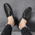 Men's black croc skin pattern metal buckle slip on shoe loafer 02