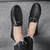 Men's black croc skin pattern metal buckle slip on shoe loafer 03