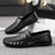 Men's black croc skin pattern metal buckle slip on shoe loafer 10