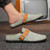 Men's green suede buckle strap slip on shoe mule 03