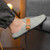 Men's green suede buckle strap slip on shoe mule 04