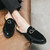 Men's black metal buckle slip on shoe mule 07