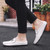 Men's white top metal buckle slip on shoe mule 03