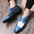 Men's blue splicing accents point toe derby dress shoe 06