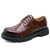 Men's brown retro croc skin pattern thick sole derby dress shoe 01