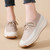 Women' apricot wingtip accents thread lace up rocker bottom shoe 04