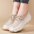 Women' apricot wingtip accents thread lace up rocker bottom shoe 06