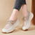 Women' apricot wingtip accents thread lace up rocker bottom shoe 07