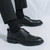 Men's  black retro wingtip brogue derby dress shoe 08