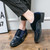 Men's blue patent oxford dress shoe 05