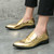 Men's golden point toe penny strap slip on dress shoe 02