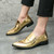 Men's golden point toe penny strap slip on dress shoe 03