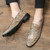 Men's brown mixed pattern print slip on dress shoe 05