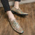 Men's brown mixed pattern print slip on dress shoe 06