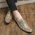 Men's brown mixed pattern print slip on dress shoe 08