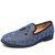 Men's blue knitted pattern accents tassel slip on dress shoe 01